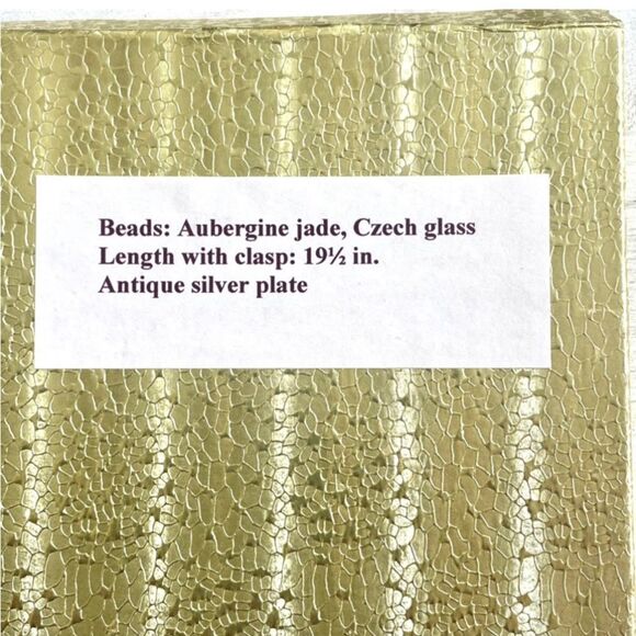 Aubergine Jade and Czech glass antique silver plate necklace and earrings set - Picture 5 of 14